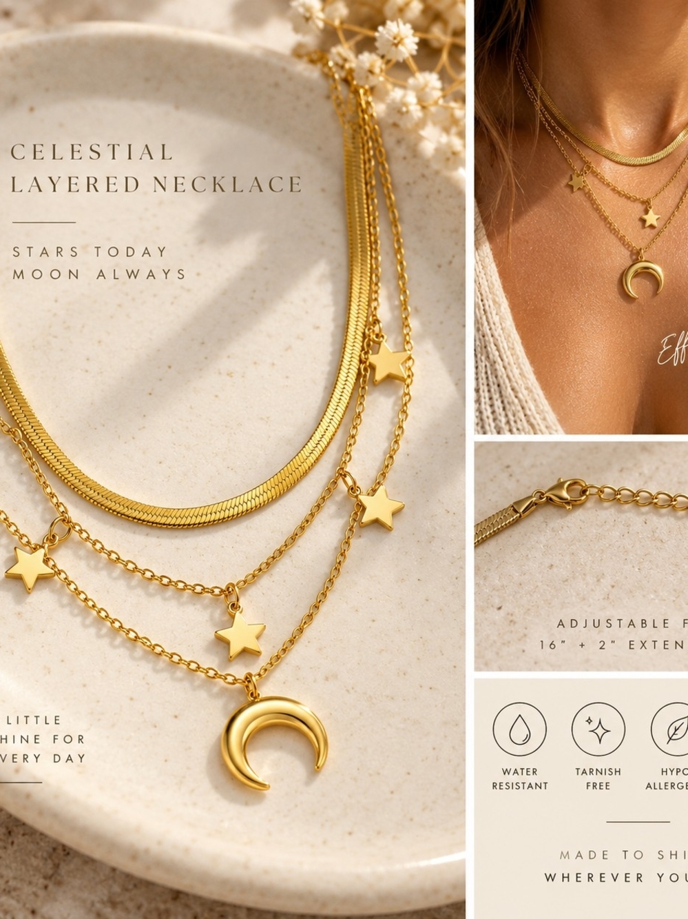 Celestial Layered Necklace - Gold
